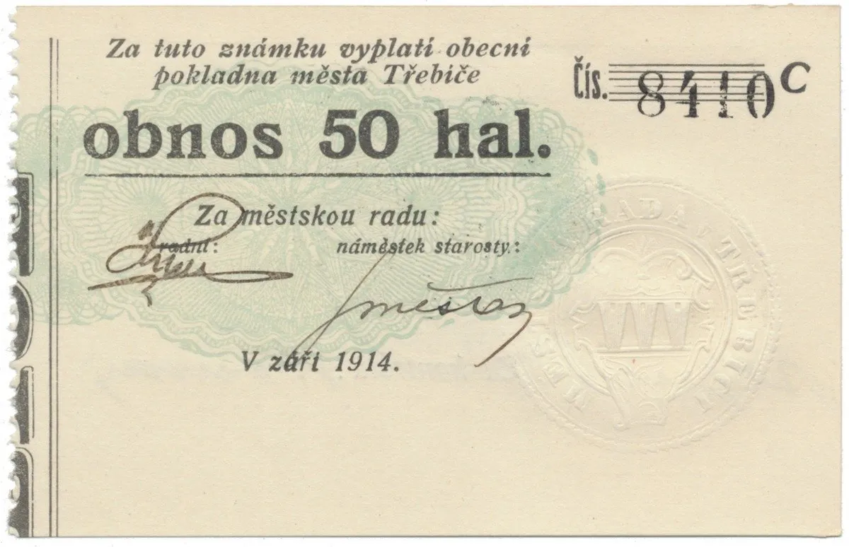 Třebíč - město, 50 hal září 1914, série C, HH.223.5.9b