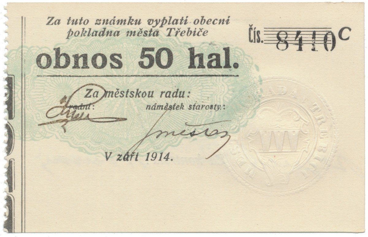 Třebíč - město, 50 hal září 1914, série C, HH.223.5.9b