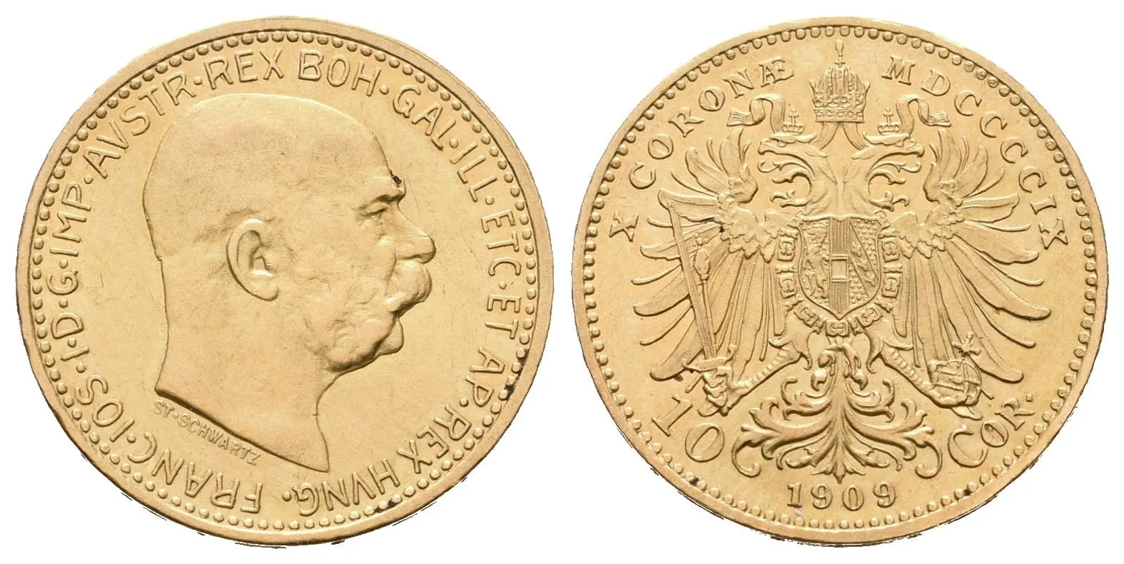 10 Koruna 1909, typ Schwarz