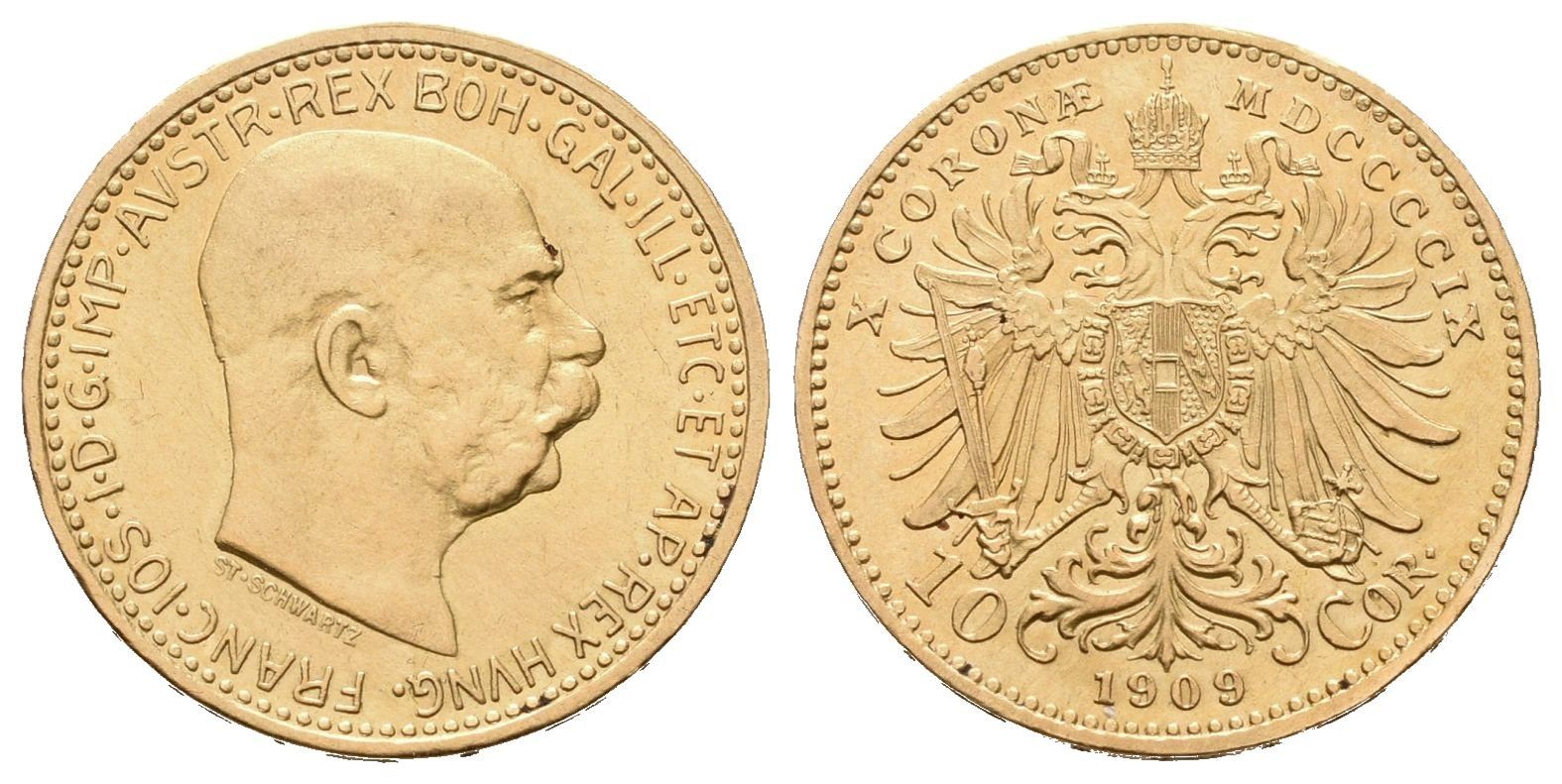 10 Koruna 1909, typ Schwarz