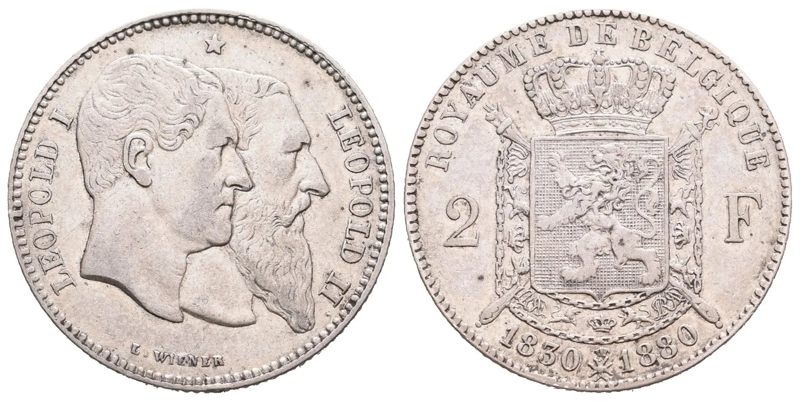 Belgie, 2 Frank 1880 - Jubilejní