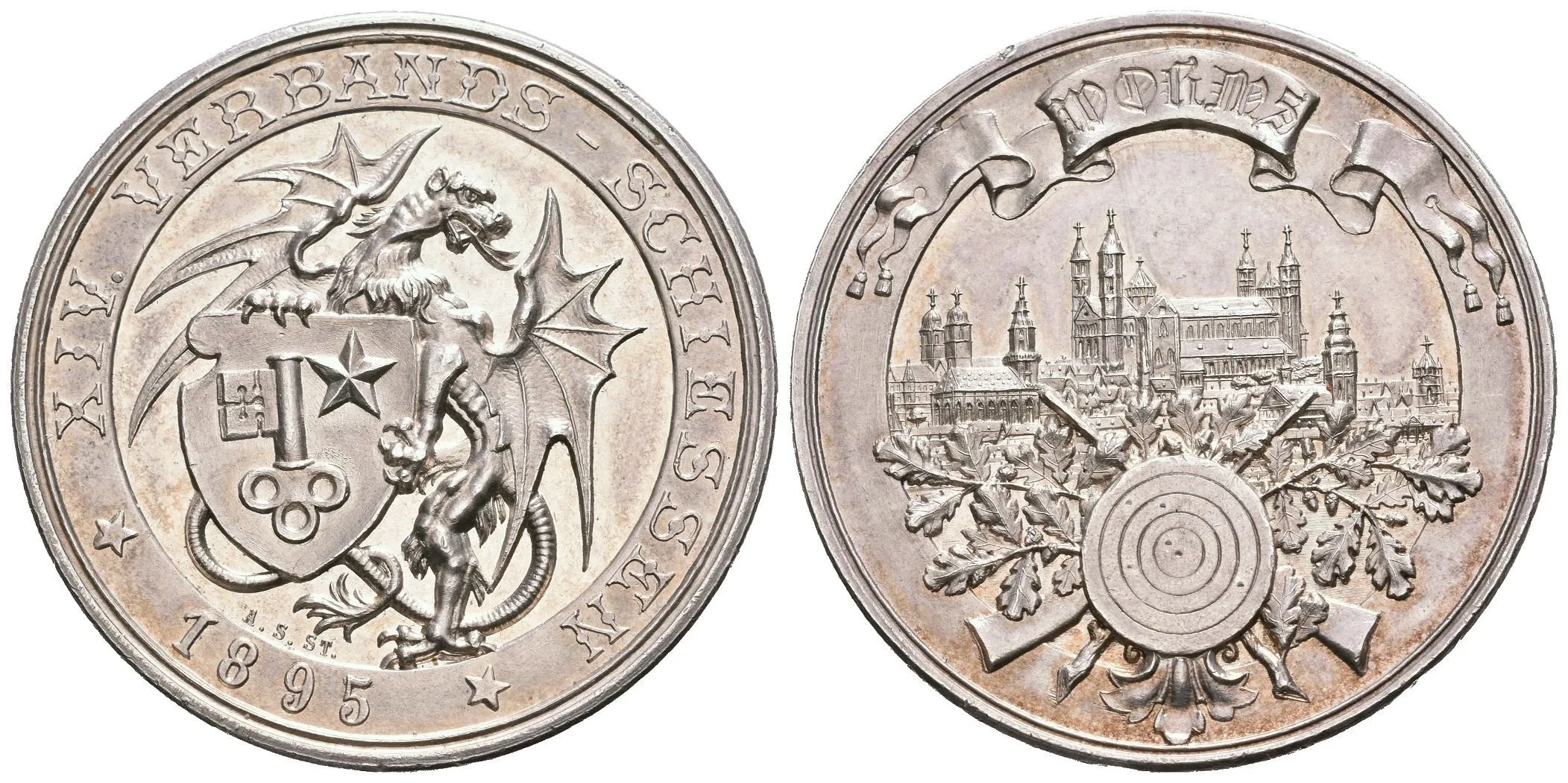 AR Medaile 1895 (A. St.) - XIV. Spolkové střelby Worms. — 1