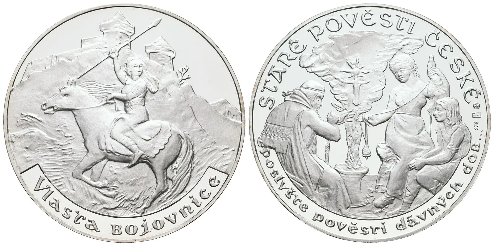 Stříbrná investiční medaile - Staré pověsti české - Vlasta bojovnice- Ag 20 g - 925/1000