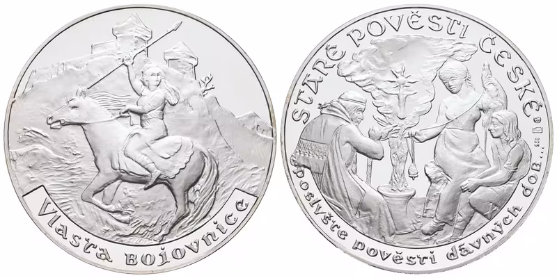 Stříbrná investiční medaile - Staré pověsti české - Vlasta bojovnice- Ag 20 g - 925/1000