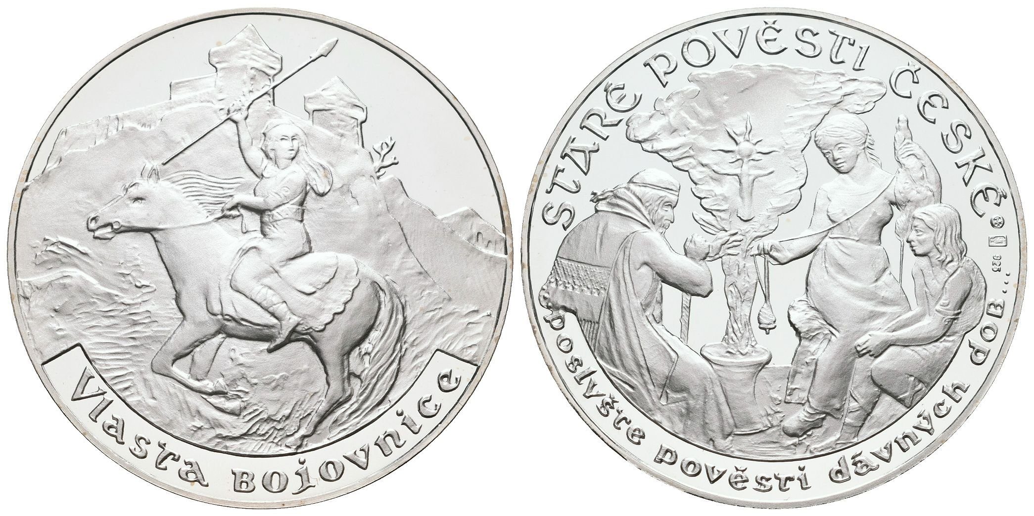 Stříbrná investiční medaile - Staré pověsti české - Vlasta bojovnice- Ag 20 g - 925/1000