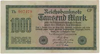 Německo, 1000 Mark 1922, vod. Wellen, 6-místné číslo, Ro.75q