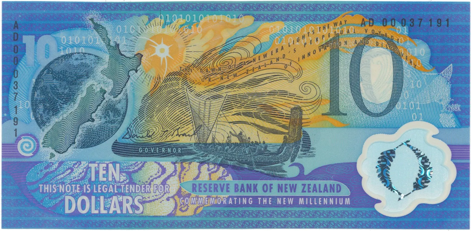 Nový Zéland, 10 Dollars 2000, plastová, , pamětní vydání, P.190a