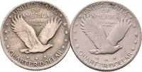 1/4 Dollar 1918 S, 1918 D, KM.145, patina, rysky_2 ks — 2