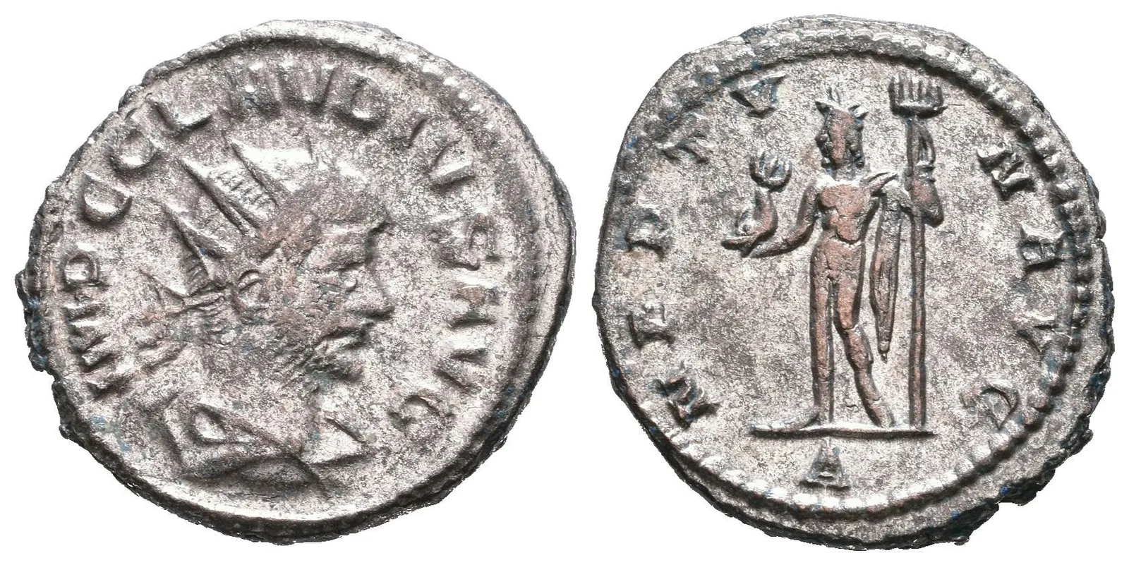 AE Antoninian, Antiochia, Rv: NEPTVN AVG, stojící Aequitas zleva drží váhy a roh — 1