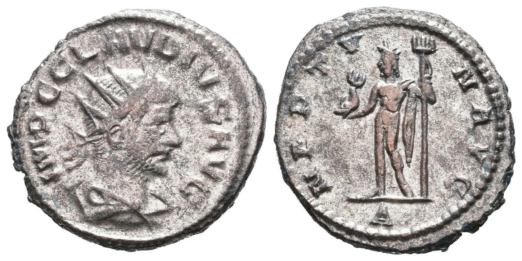 AE Antoninian, Antiochia, Rv: NEPTVN AVG, stojící Aequitas zleva drží váhy a roh — 1