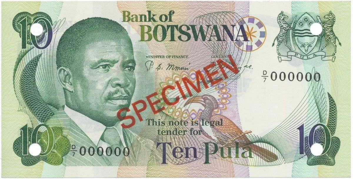 Botswana, 10 Pula (1982), anulát - SPECIMEN, P.9s1