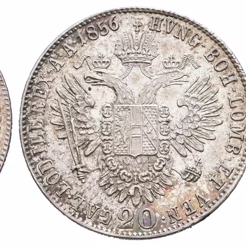 20 Krejcar 1856 B, luxusní zachovalost, ražební lesk, patina