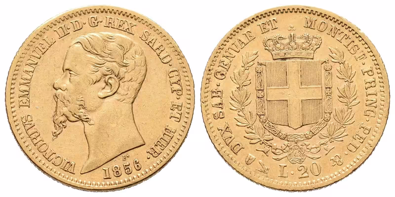 Sardínie, 20 Lira 1856 P