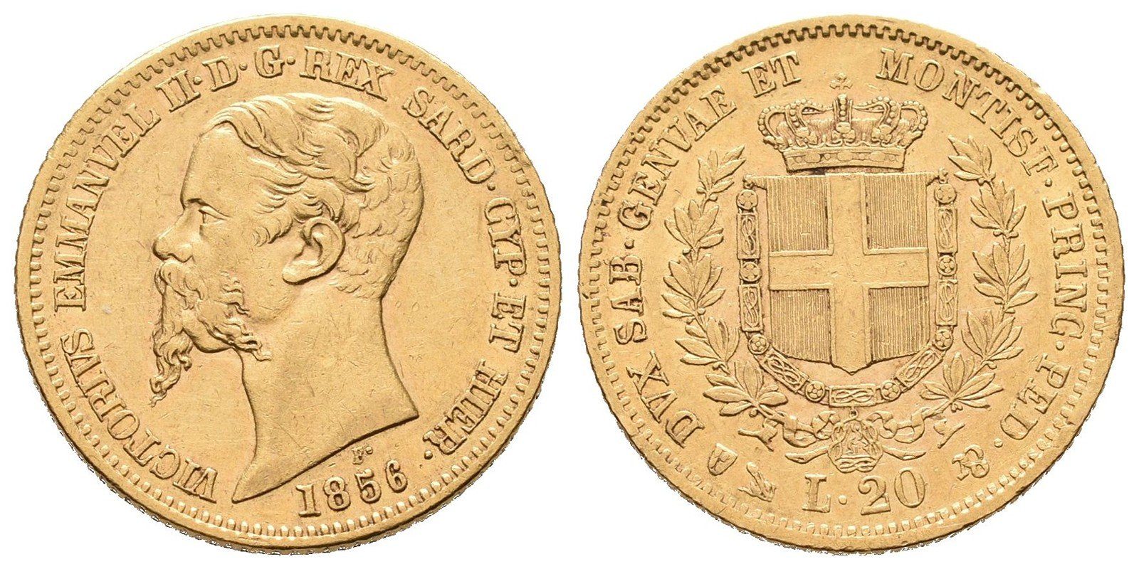 Sardínie, 20 Lira 1856 P