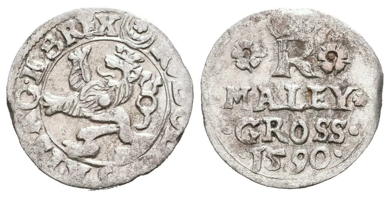 Malý groš 1590, Jáchymov-Hofmann, HN.8a (opis 7c), patina, ned. — 1