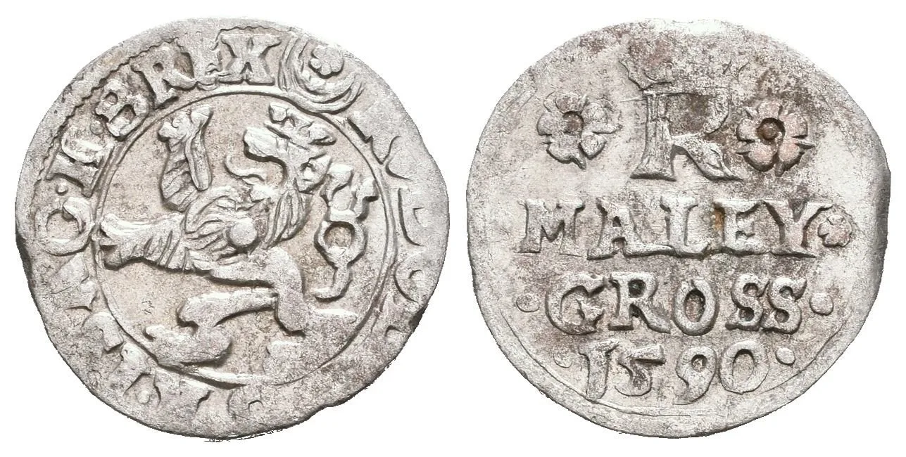 Malý groš 1590, Jáchymov-Hofmann, HN.8a (opis 7c), patina, ned. — 1