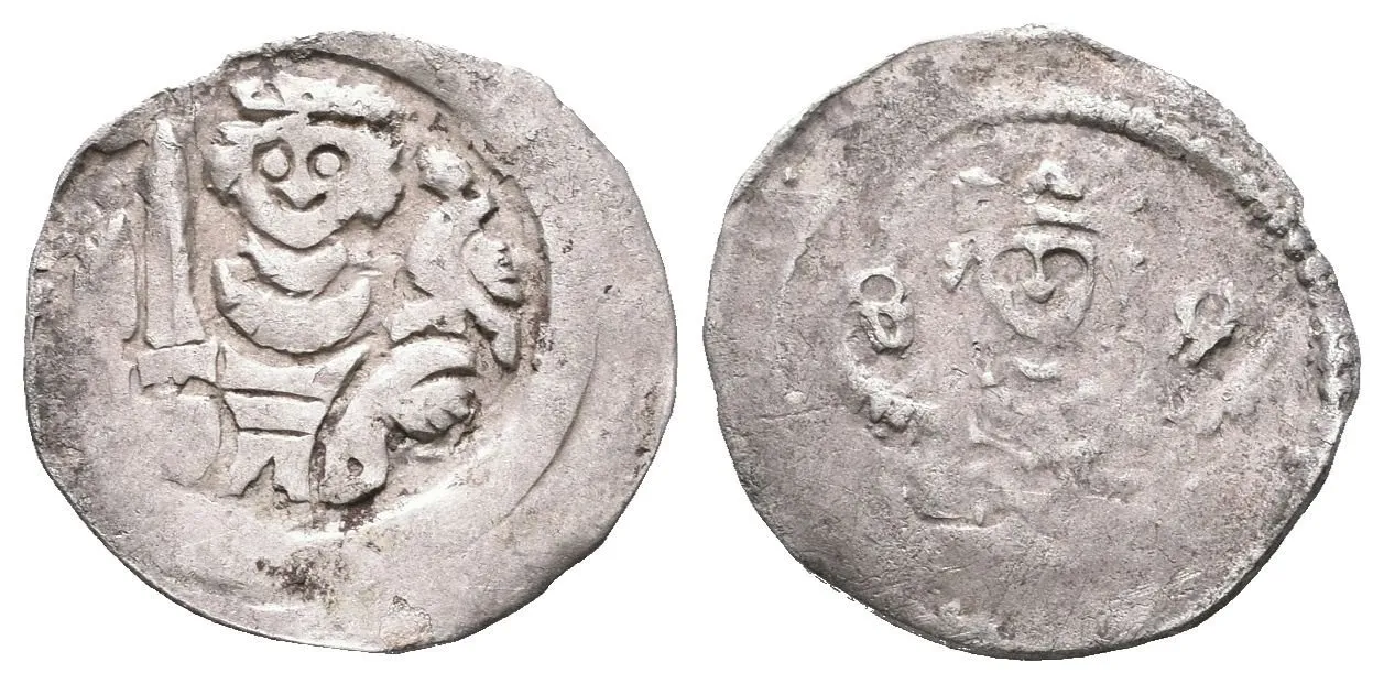 Denár moravský, Cach 908, patina, rysky, exc. a ned. (0,49 g) — 1