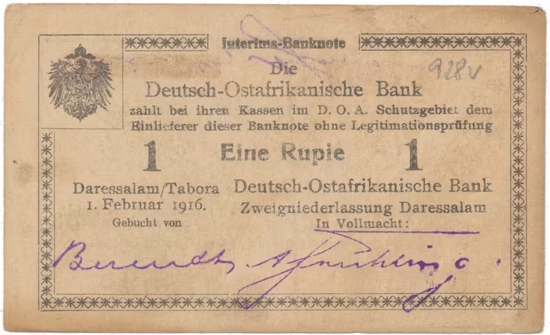 Německá Východní Afrika, 1 Rupie 1. 2. 1916, série B3, R.928v