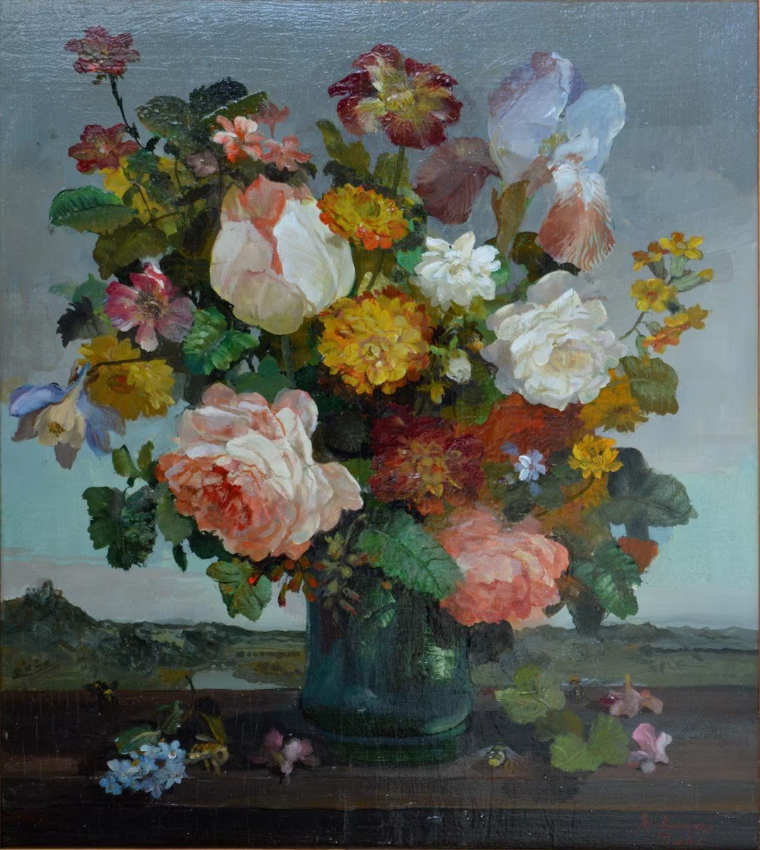 KONEČNÝ Josef: KONEČNÝ Josef (1909 – 1989) - Honosná kytice v krajině