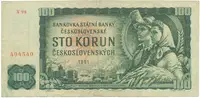 Československo, 100 Koruna 1961, II. vydání, poslední série X 96, číslovač Grafotechna, Hej.102aG