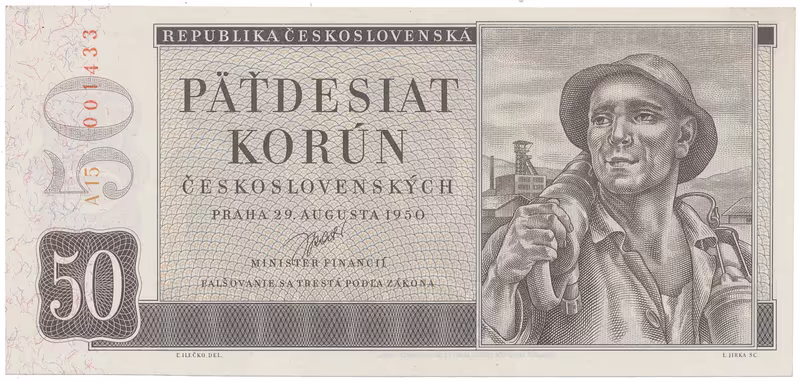 Československo, 50 Koruna 1950, I. vydání, Hej.87a