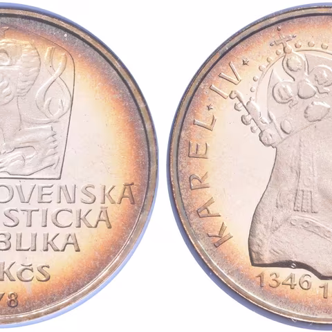 100 Kčs 1978 - Karel IV., původní etue s plombou, krásná zachovalost, patina