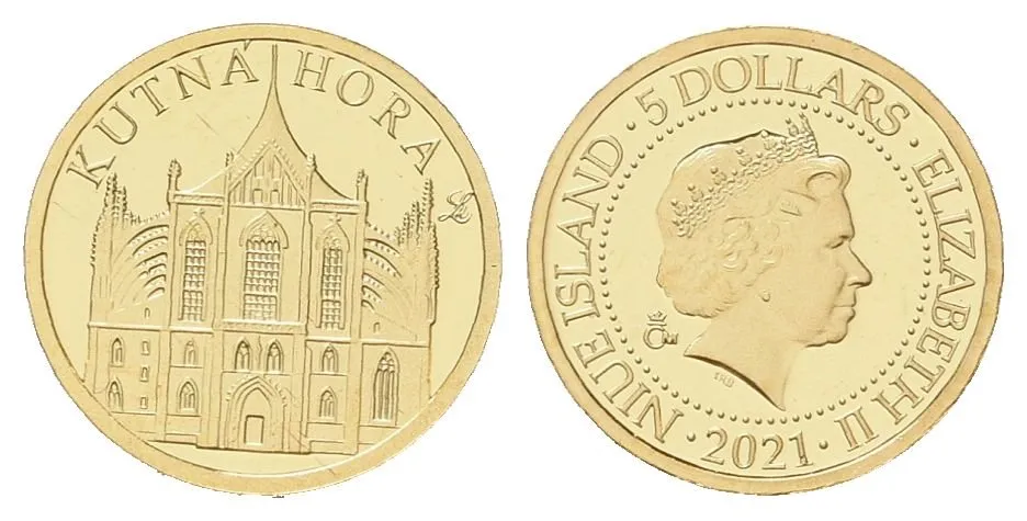 Zlatá mince Kutná Hora - dobová pohlednice