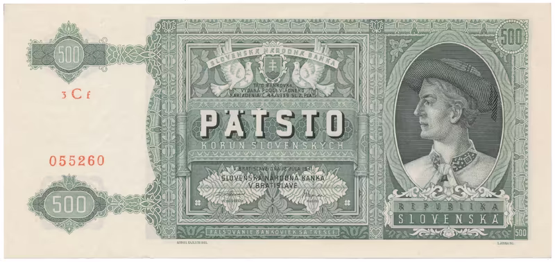 Slovensko, 500 Koruna 1941, série 3Cf, Hej.52a, neperforovaná