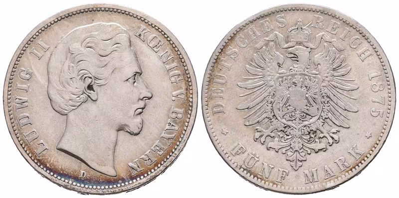 Bavorsko, 5 Marka 1875 D