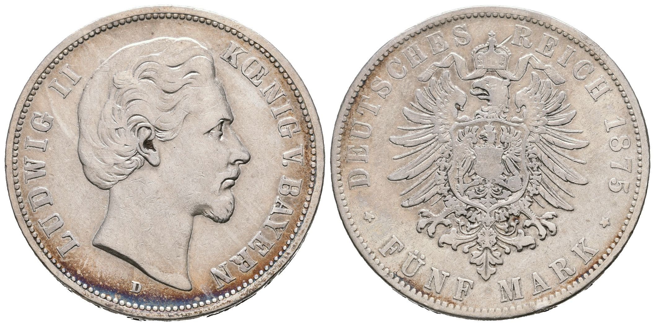 Bavorsko, 5 Marka 1875 D