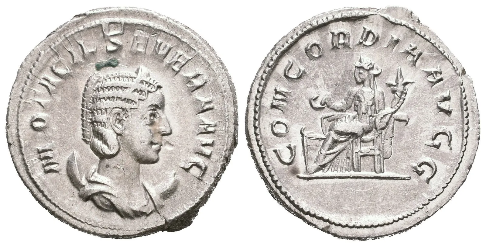 Antoninian, 246 - 248, Rv: CONCORDIA AVGG, sedící Concordia zleva drží pateru — 1