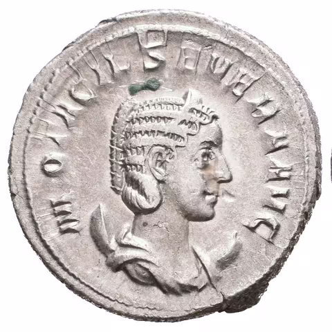Antoninian, 246 - 248, Rv: CONCORDIA AVGG, sedící Concordia zleva drží pateru