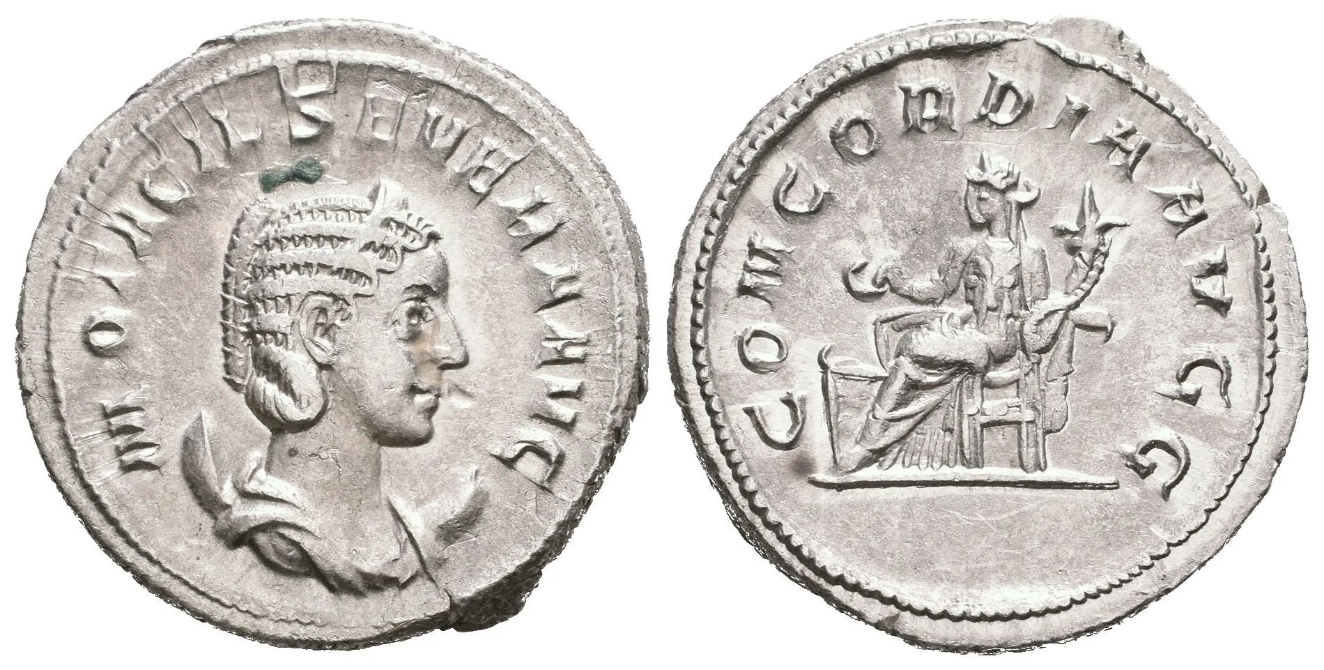 Antoninian, 246 - 248, Rv: CONCORDIA AVGG, sedící Concordia zleva drží pateru — 1