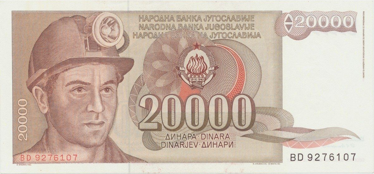 Jugoslávie, 20.000 Dinara 1987, P.95