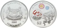 Singapur, 2 Dollars 2005 - 40. výročí nezávislosti - fotografie 2