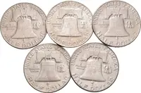 Soubor mincí - 1/2 Dollar 1959 D, 1961, 1961 D, 1962 D, 1963 D, — 2