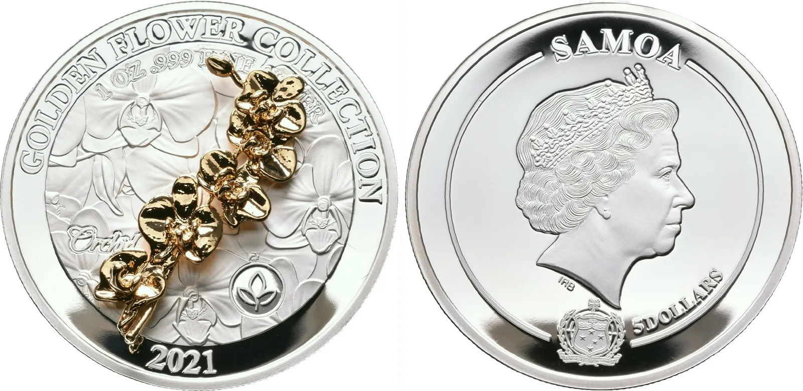Samoa, 5 Dollars 2021 - Orchidej