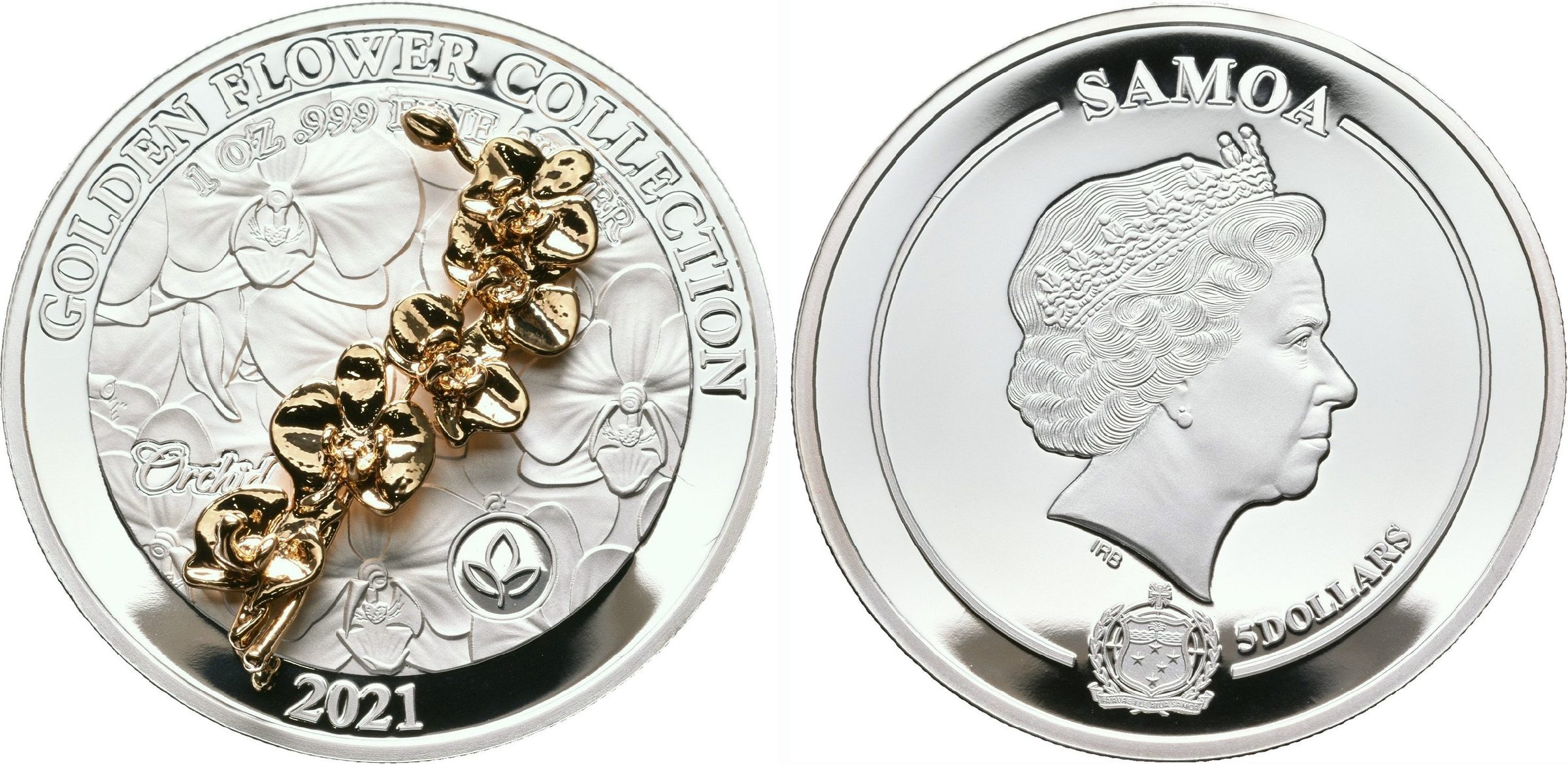 Samoa, 5 Dollars 2021 - Orchidej
