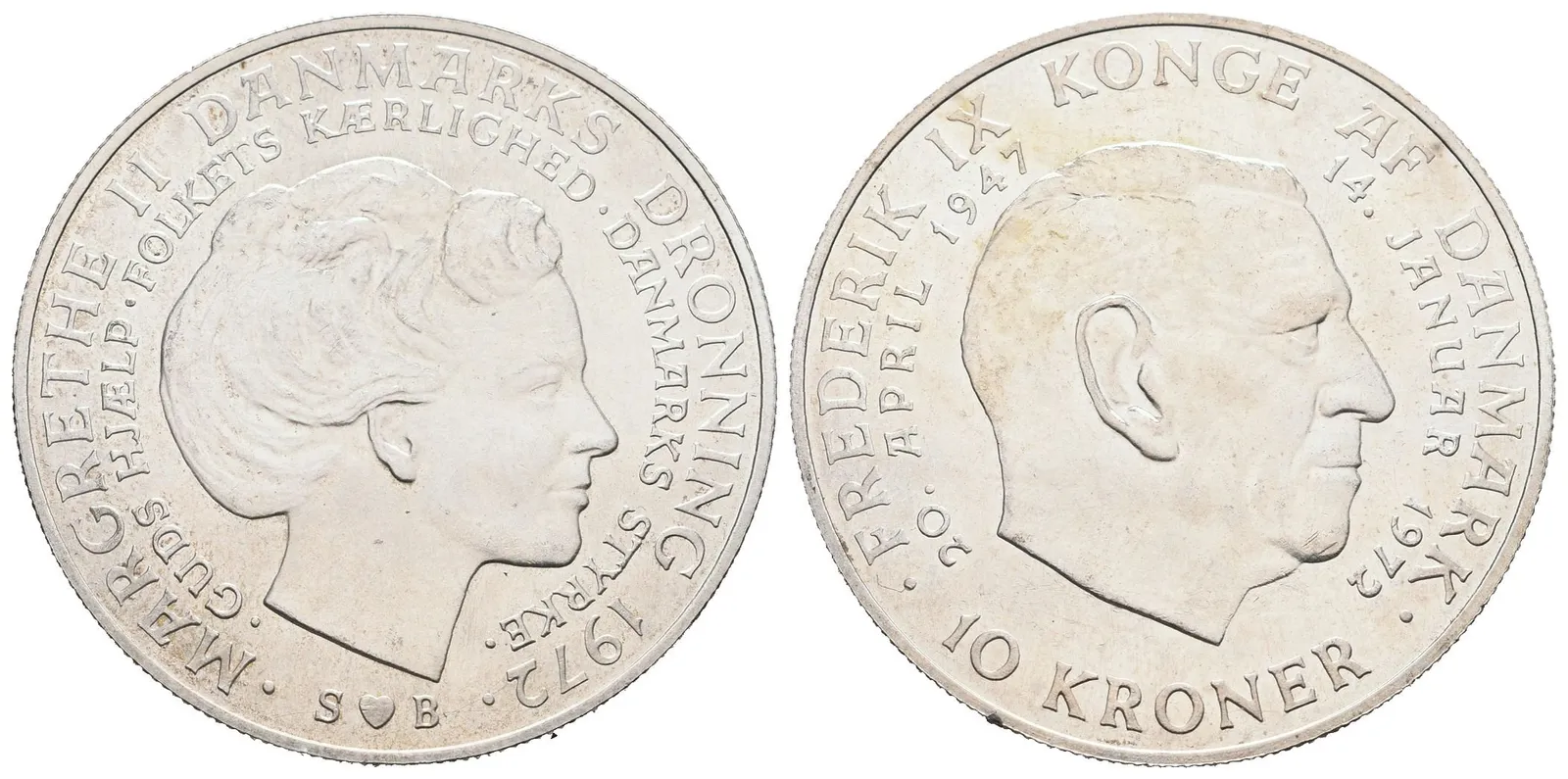 Dánsko, 10 Kroner 1972 - Pamětní