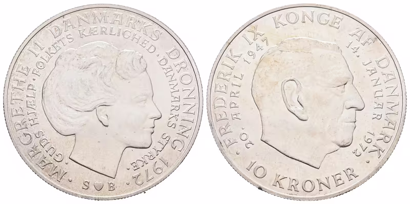Dánsko, 10 Kroner 1972 - Pamětní