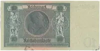Německo, 10 Reichsmark 1929, válečná s průběžným vodotiskem, hnědý číslovač, Hej.D2d - fotografie 2
