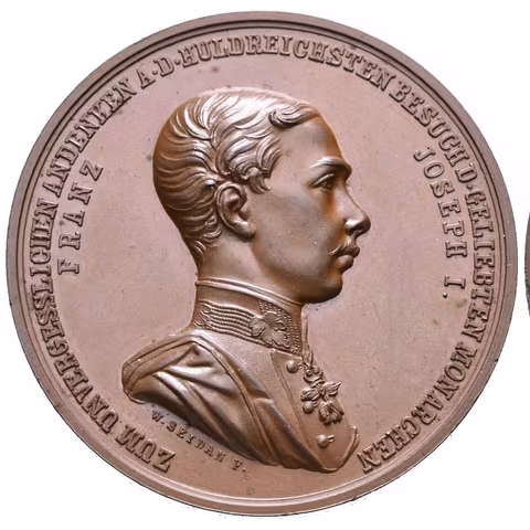 AE Medaile 1852 - K návštěvě císaře FJI. v Praze. Poprsí zprava, opis /