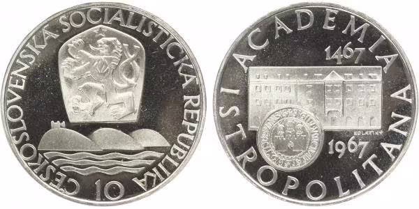 10 Kčs 1967 - Akademia Istropolitana, PROOF