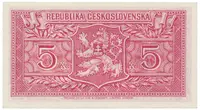 Československo, 5 Koruna b.d. (1945), neperforovaná, Hej.70a - fotografie 2