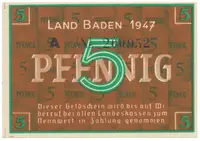 Německo - francouzská okupační zóna, Baden, 5 Pfennig 1947, Ros.208b