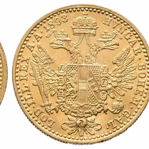 Dukát 1893, krásná zachovalost, lesk, rysky a nep. hranky
