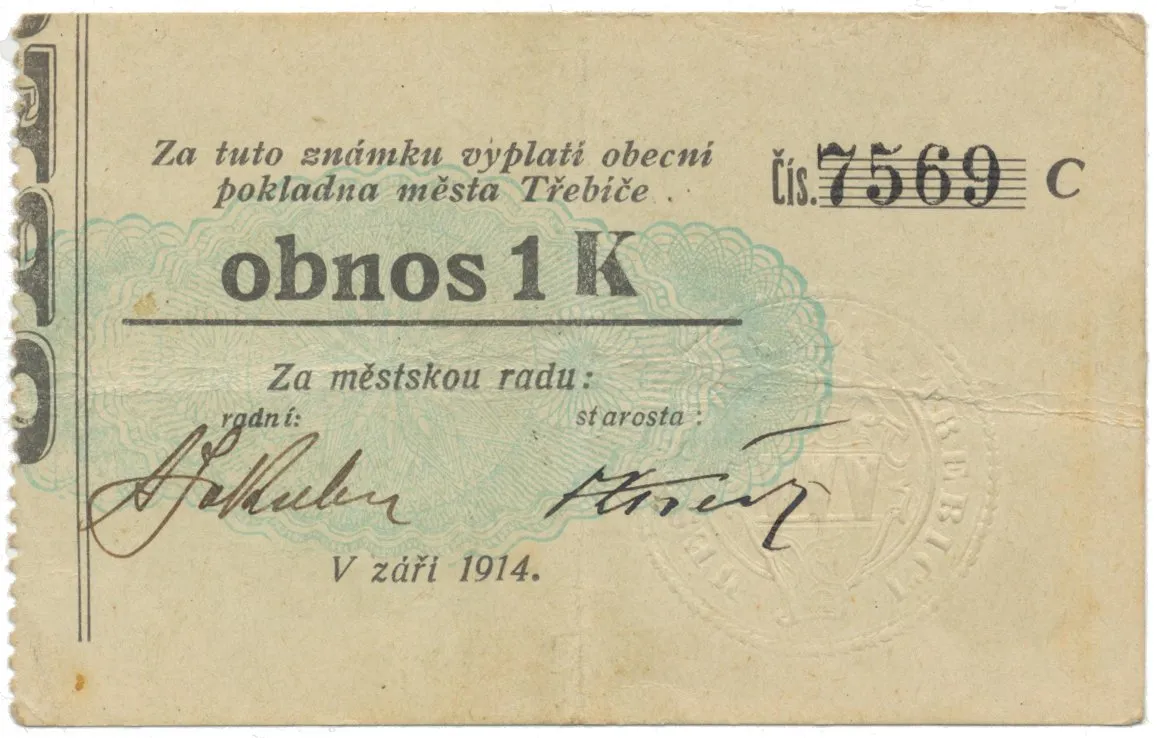 Třebíč - město, 1 K září 1914, slabší K, HH.223.5.10n2