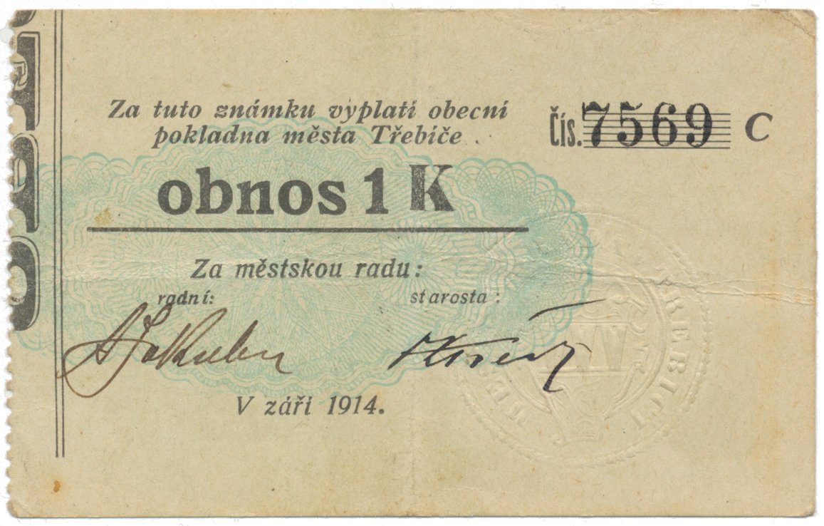 Třebíč - město, 1 K září 1914, slabší K, HH.223.5.10n2