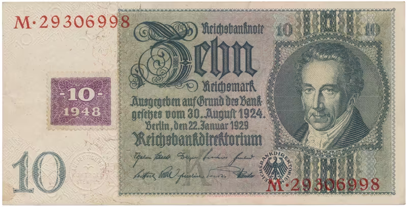 Německo - NDR, 10 DM 1948, kolkovaná, Ros.334b