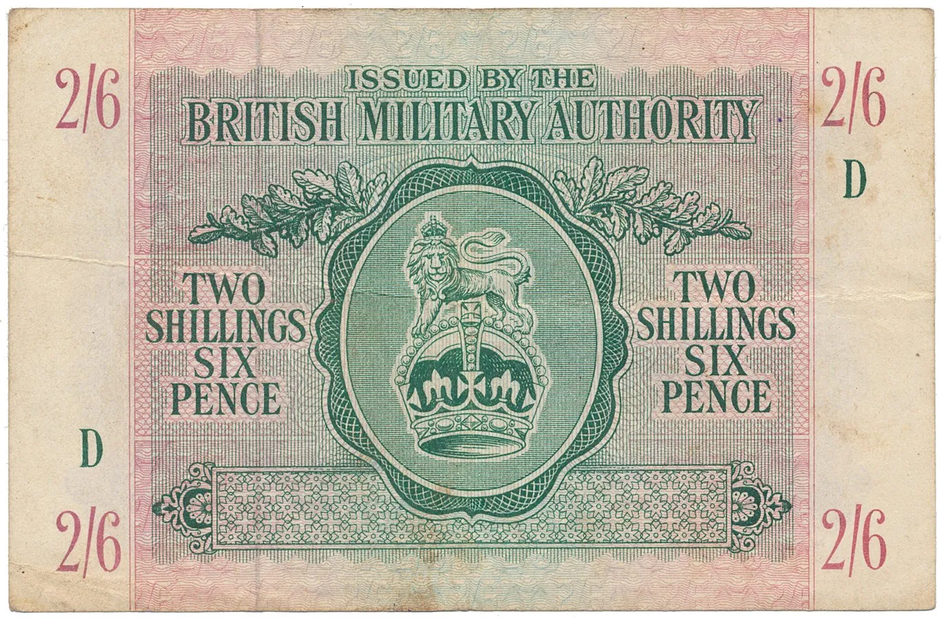 Velká Británie, 2 Shillings 6 Pence (1943), BMA - vojenské vydání, P.M3
